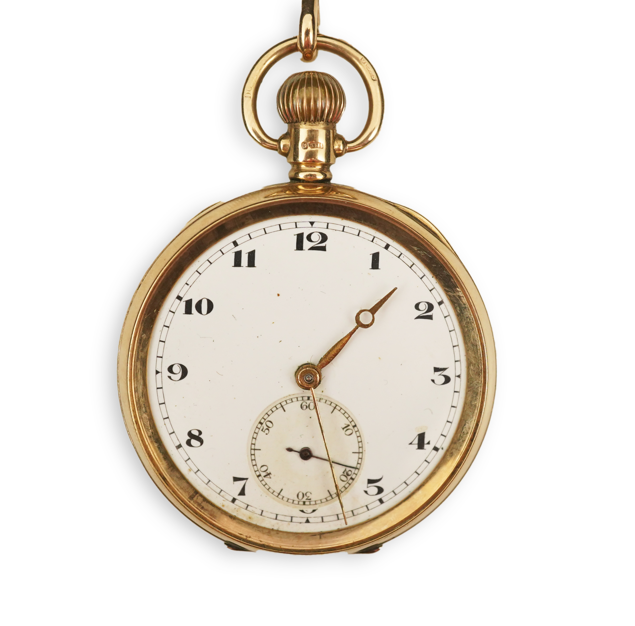 A George V 9ct gold open faced keyless pocket watch